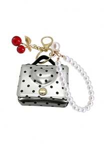Women's Mini Coin Purse Keychain With Pearl Chain And Small Cherry, Cute Designer Style Handbag Tote Bag Charm Accessory - Multicolor - View 13