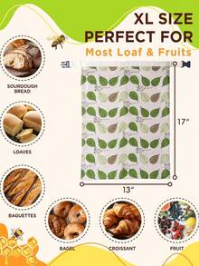 1pc Leaf Pattern Beeswax Bread Bag, Christmas Holiday Celebration, Homemade Sourdough Bread Reusable Beeswax Bread Bag - Multicolor - View 5
