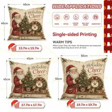 4pcs/1pc Vintage Country Santa Claus Red Truck Pattern Pillowcase, Single-Sided Printed Pillowcase, Suitable For Living Room Bedroom Home Decor, All-Season Pillowcase - Multicolor - View 3