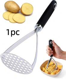 Stainless Steel Potato Masher, 26 Cm, Dishwasher Kitchen Tool, Ideal For Making Mashed Potatoes At Home - Black + Silver - View 8