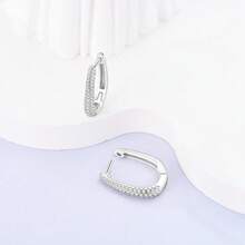 1 Pair S925 Sterling Silver Geometric Hoop Earrings, Heart, Twisted, Rhinestone Hollow Out Multi-Style, Minimalist High-End Texture, Hypoallergenic Skin-Friendly, Versatile Daily Commute Wear, Women's Luxury Earrings, Comes With Exquisite Gift Box, Suitable For Personal Use And Holiday Gifts - Multicolor - View 6