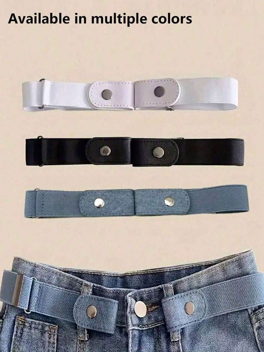 Invisible Elastic Waistband, Unisex, Slimming And Flattering - Buckle-Free Comfortable Design, Adjustable And Elastic, Perfect Fit For Jeans And Casual Pants - Enhance Your Body Curves, Invisible Fit, Unisex, Comfortable Elastic, One Size - Multicolor - View 1