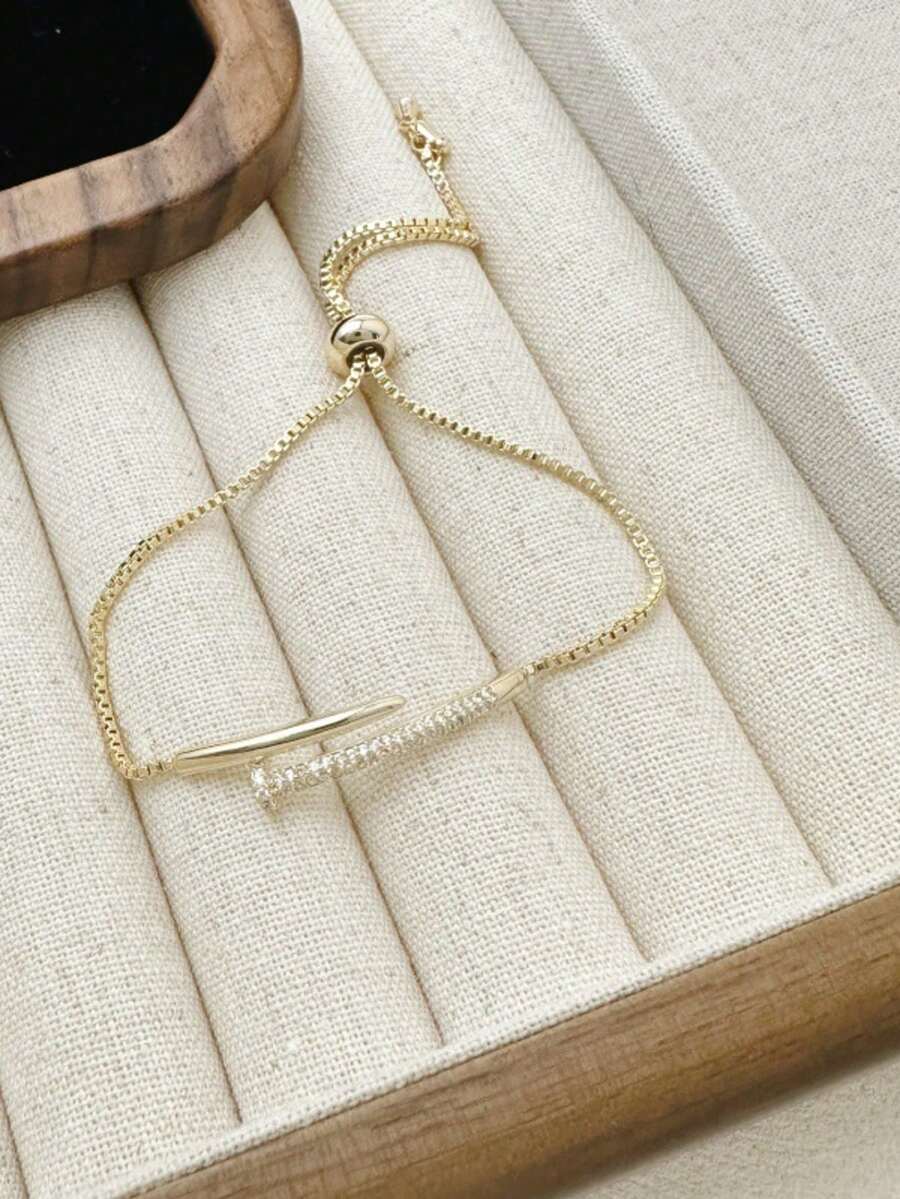 Niche Design Embellished Pull-Style Bracelet For Women, Delicate Luxury High-End Versatile Wrist Accessory - Pull-style Bracelet - View 1