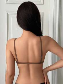 DAZY Front Closure Coffee Brown Wireless Bra, Fixed Padding, Detachable Straps, Multi-Wear: Spaghetti Strap, Cross Back And Camisole Style - Coffee Brown - View 4