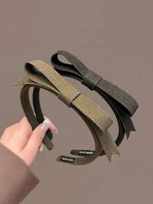 1pc Fabric 3D Bow Thin Headband, Elegant Versatile Non-Slip Hair Hoop For Flyaway Hair, Hair Accessory For Daily/Date/Commute - Multicolor - View 4
