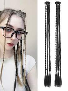 Ladies' Braided Wig, Three-Strand Braid, A Pair Of Natural, Stylish, And Unique Teardrop-Shaped Hair Clips For Braiding - Multicolor - View 13