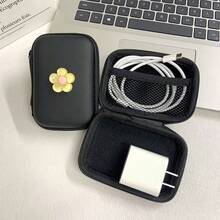 1pc Handmade Floral Pattern EVA Storage Bag Earphone Pouch Coin Zipper Bag Data Cable Organizer - Multicolor - View 3