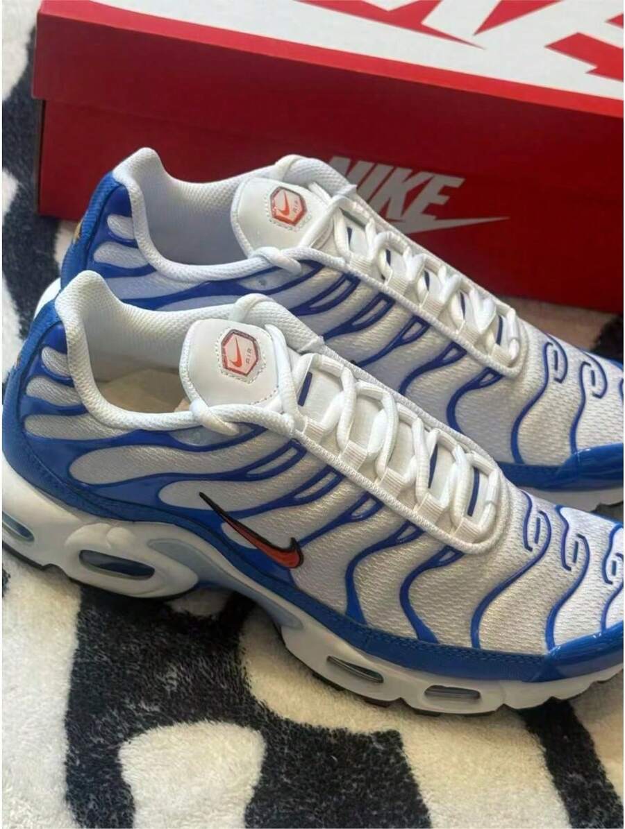 Nike Men Casual Athletic Shoes - White and Blue Color-blocking - View 1
