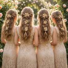 3PCS Plant Casual Party Elegant Iron Hair Clips Bridal Wedding Hair Accessories All Seasons - Golden - View 3