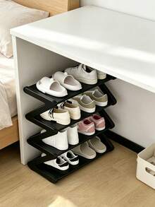Z-Shaped Plastic Shoe Rack Floor Standing Storage Shelf, Multi-Functional Large Capacity Organizer, Easy Assembly, Space-Saving Essential For Home And Dorm, Suitable For Living Room, Bedroom And Home Decor - Multicolor - View 5