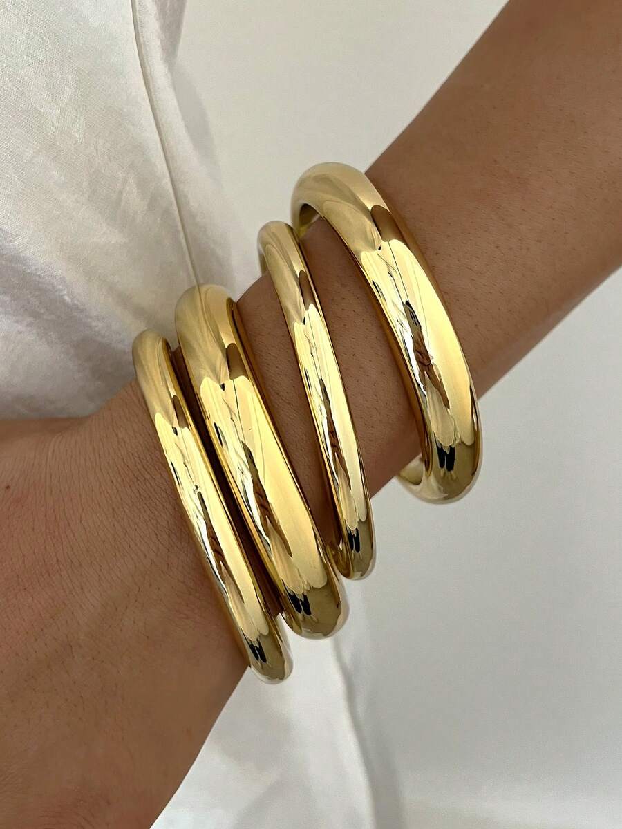 4pcs Multi-Layer Stackable Fashion Minimalist Elegant Exquisite Vintage ...