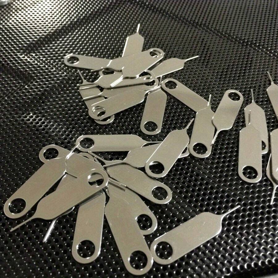 (5-10pcs) Universal Solid Color SIM Card Ejector Pin, Multi-Function SIM Card Removal Tool, Android Smartphone SIM Card Ejector Replacement Tool - Silver - View 1