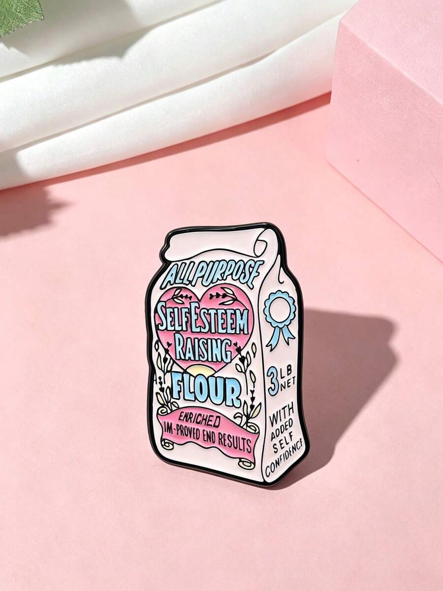 1 Pc Self‑Esteem Raising Flour Enamel Pin, Funny Flour Bag Design Brooch, Inspirational Statement Badge For Backpack Jacket Decor