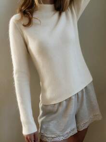HEYMINI 100% Cashmere, Women's Soft & Comfortable Cashmere Sweater, Long Sleeve Regular Fit Knit Pullover, Autumn/Winter Fashion - White - View 9