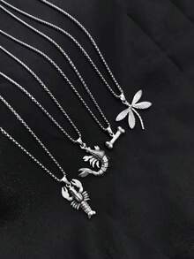 1pc Natural Style Stainless Steel Ocean & Land Encyclopedia Animal Necklace, Unisex, Daily Wear, Holiday Gift, Everyday Gift - Silver - View 2