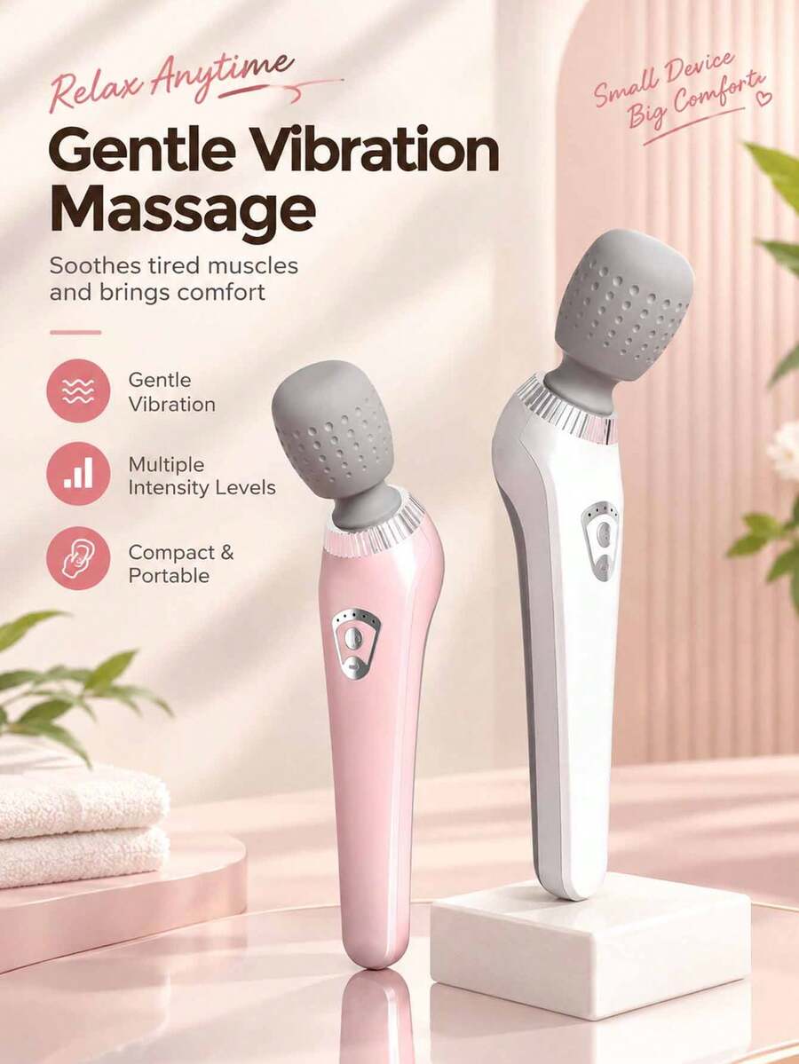 High-Frequency Vibration Massage Wand Full Body Deep Muscle Relaxer Multi-Function Fascia Gun Shoulder Neck Waist Back Massager USB Rechargeable Quiet Low Noise Pink/White Optional Office Home Relaxation Tool Compact Lightweight