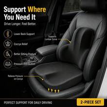 2pcs Car Seat Comfort Set, Memory Foam Lumbar Support Pillow And Ergonomic Seat Cushion, Suitable For Daily Office And Car Driving - Lumbar Support and Seat Cushion Set - View 3