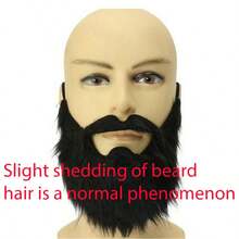 1-2pcs Street Style Fake Elastic Beard Set, U-Shaped Men's Realistic Fake Beard, Party & Holiday Costume Accessory; Fun Makeup Ball, Halloween Beard, Easter Party, Role Play Facial Prop, (Beard May Have Slight Shedding, Which Is Normal And Does Not Affect Use) - Multicolor - View 6