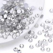 SS6 1440Pcs Bulk Flatback Rhinestones Loose Clear Rhinestones White Craft Gems Glass Rhinestones Stones 2.8mm-4mm Silver Rhinestones For Clothes/Strollers/Shoes/Cups/Prom/Makeup DIY Wholesale - White - View 5