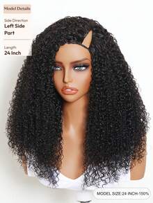 Side Part Curly InvisiBlend™ V Part Drawstring Wig For Natural Hair Match Mixed Curly Minimal Leave-Out Side Part Styling Seamless Glueless Transparent Lace Parting Flexibility Fit All Head Sizes 100% Human Hair Beginner-Friendly Unice Wig - SNatural - View 4