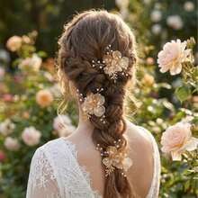 3PCS Plant Casual Party Elegant Iron Hair Clips Bridal Wedding Hair Accessories All Seasons - Golden - View 2