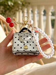 Women's Mini Coin Purse Keychain With Pearl Chain And Small Cherry, Cute Designer Style Handbag Tote Bag Charm Accessory - Multicolor - View 2