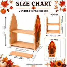 Thanksgiving Turkey Shaped Wooden Display Rack, Double Layer Desktop Storage Shelf, Suitable For Books, Baskets, Pumpkins And Autumn Decor, Home Autumn Holiday Decoration Display Stand, Multi-Functional Organizer - Apricot - View 6