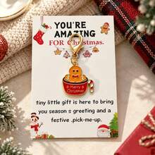 1pc/Multi-Pcs Unisex Christmas Element Reindeer House Gift Candy Cute Pendant With Blessing Card Accessory, Christmas Gift Bag Charm, Wallet Accessory - Multicolor - View 3