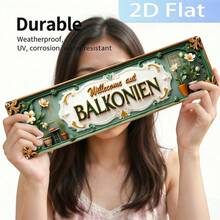 2D Flat, 1pc Vintage Metal Decorative Sign - "Welcome To Balconia" Plaque, Retro Style Wall Art, Suitable For Home, Club Or Street Decor, 4x16 Inches, Valentine's Day Metal Decoration (Random Style) - A - View 3
