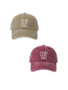 1/2pcs DOG GOT ME Print Washed Baseball Cap,Classic Casual Vintage Soft Adjustable Sun Protection Hat,For Outdoor Sports Daily Wear Party Travel Gift - Multicolor - View 13