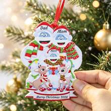 Custom Christmas Ornament, Whimsical Winter Christmas Decor, Personalized 2-9 Names Family Christmas Tree Decorations, Festive Holiday Home Decor, Customized 2026 Keepsake Gift, Customizable Hanging Ornament For Family, Couples, Friends - Style E - View 3