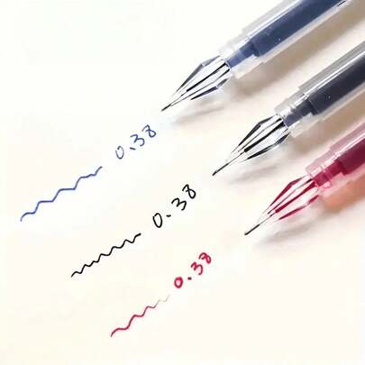 A Pack Of 3 Diamond Tip Gel Pens, 0.38 Mm Fine Point, Large Capacity, Smooth Writing, Suitable For Office And School Use