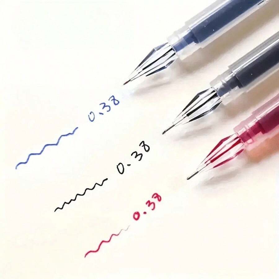 A Pack Of 3 Diamond Tip Gel Pens, 0.38 Mm Fine Point, Large Capacity, Smooth Writing, Suitable For Office And School Use - A - View 1