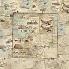 24 Sheets 6x6 Inch Vintage Travel Scrapbooking Paper, Non-Repeating Pattern Postage Stamp Collage Cardstock, Distressed Map And Airplane Craft Paper, Suitable For DIY Junk Journal, Nautical Diary And Vintage Paper - Square - View 3