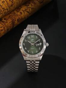 RICECGO A Minimalist Men's Steel-Strap Watch With Arabic Numerals-Perfect For Daily Wear During Your Commute And As A Stylish Accessory. - Silver - View 17