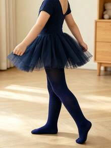 3 Pairs Baby Girls Solid Color Velvet Slim Fit Dance Tights, Soft Snag-Resistant High Elasticity Leggings - Multicolor - View 4