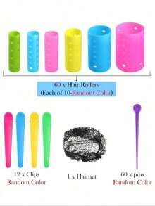 28pcs Heatless Hair Curler Set, Suitable For Hair Salon, Beauty Parlor, Back To School And Travel Vacation - Multicolor - View 5