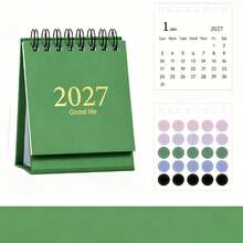 2027 English Mini Desk Calendar, Minimalist Morandi Style Desktop Ornament, Portable Small Calendar, 6 Colors Available - Single Piece - View 3