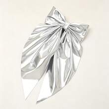 Women's Fashion Shiny Metallic Bow Hair Clip With Long Streamers, Gold & Silver Spring Barrette For Back Head, Holiday Party Hair Accessory - Multicolor - View 8