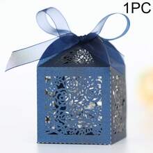 1/3/10/50pcs Laser Cut Gift Boxes With Ribbon And Tag, Wedding Favor Boxes, Party, Baby Shower, Bridal Shower Small Gift Packaging Boxes, Wedding Supplies, Guest Favors, Wedding Reception Decor (Deep Blue) - Navy Blue - View 11