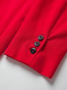 Áo khoác blazer nữ phong cách Trung Quốc mới tay dài, mặc thường ngày, phù hợp cho mùa thu - Đỏ - Xem 5