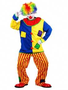 2PCS/Men's Clown Costume Set, Adult Multi-Color Funny Circus Clown Outfit, Halloween, Carnival, Cosplay Party Costume - Multicolor - View 10