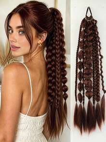 Fake Braided Hair Extensions Lantern Bubble Twist Ponytail Fashion Hot Girl Twisted Boxing Braids Hair Scrunchie Hair Accessory - Black - View 16