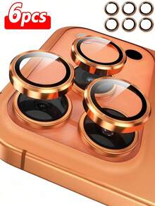 ZYONS 6pcs/Set Starry Orange Metal Ring Camera Lens Protector, Perfect Fit, Rear Camera Circular Lens Protector, Compatible With IPhone 18 Pro/18 Duo/17 Pro Max/17 Air/16 Pro Max/16 Pro/16 Plus/16/16E/15/14/13 Mini/12/11 - 6pcs - View 31