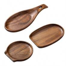 1 Acacia Wood Spoon Rest – Heat-Resistant Kitchen Utensil Holder For Stovetops; Suitable For Ladles, Spatulas, Brushes, Scrapers, And Other Cooking Tools - Brown - View 5