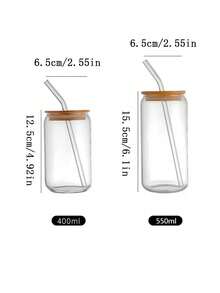 1件 540ml/400ml 可選透明吸管玻璃水瓶，現代極簡玻璃咖啡杯附吸管，大容量透明玻璃杯，辦公桌飲水杯，居家客廳冷飲果汁杯，學生宿舍/上班族便攜水杯，居家辦公/咖啡廳通用玻璃水具，吸管杯飲水杯，新年/情人節/母親節/520/畢業/教師節/中秋節/聖誕節/生日/喬遷禮物，實用居家水具禮品 - 無色 - 查看 12