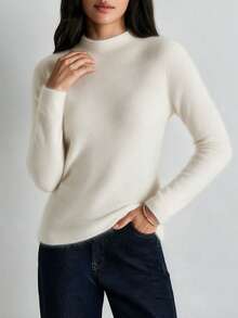 HEYMINI 100% Cashmere, Women's Soft & Comfortable Cashmere Sweater, Long Sleeve Regular Fit Knit Pullover, Autumn/Winter Fashion - White - View 7
