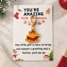 1pc/Multi-Pcs Unisex Christmas Element Reindeer House Gift Candy Cute Pendant With Blessing Card Accessory, Christmas Gift Bag Charm, Wallet Accessory - Multicolor - View 4
