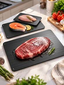 3pcs/1pc Aluminum Cutting Board, Reusable Kitchen Chopping Board With Grooved Surface, Suitable For Meat, Vegetables, Fruits Food Preparation, Kitchen Countertop Cooking Accessory - View 5