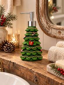 1pc Christmas Tree-Shaped Hand Soap Dispenser – Christmas-Themed Liquid Soap Bottle With A Pump; Suitable For Bathroom Vanities Or Kitchen Countertops; Refillable For Lotion; Festive Home Decor And Christmas Gift. - Multicolor - View 4